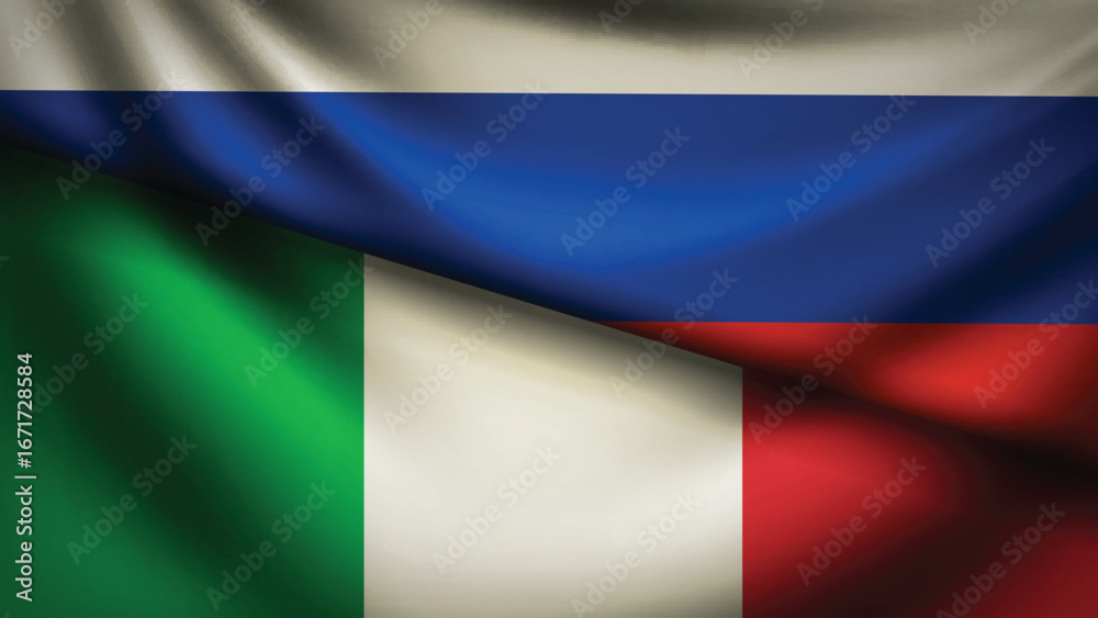 Fototapeta premium italy and russia flag fusion design