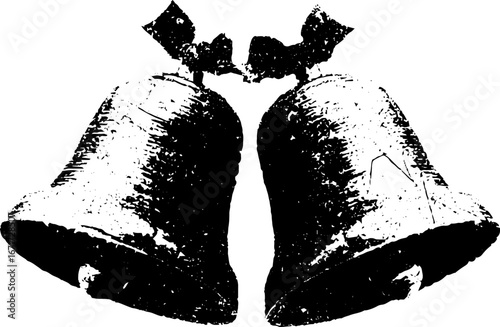 Grunge black and white christmas bells design for holiday cards and poster art