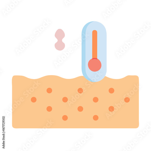Flat vector art illustration of temperature check on skin