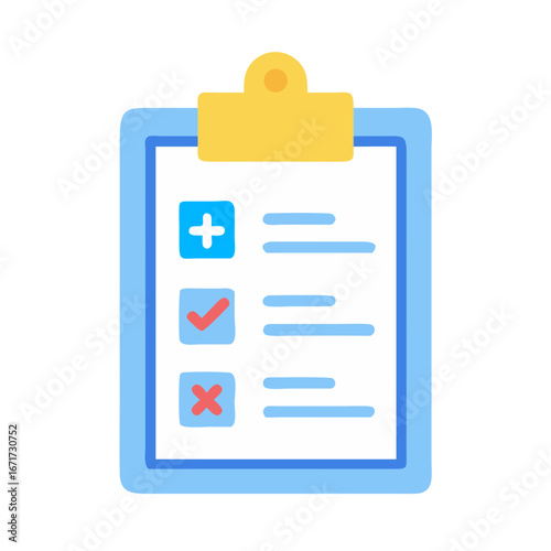 Medical questionnaire on clipboard showing results and to-do list
