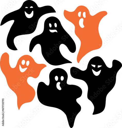 6 set of halloween ghosts wall art