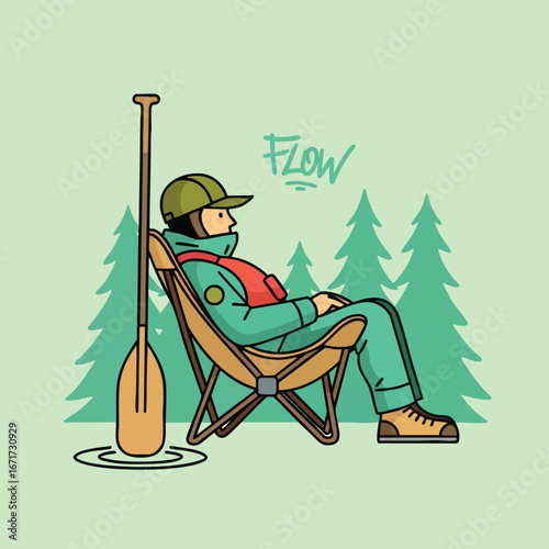 Relaxing Paddler: Leisurely Rest by the Waters Edge.