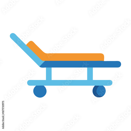 Stylized hospital gurney vector illustration on black background