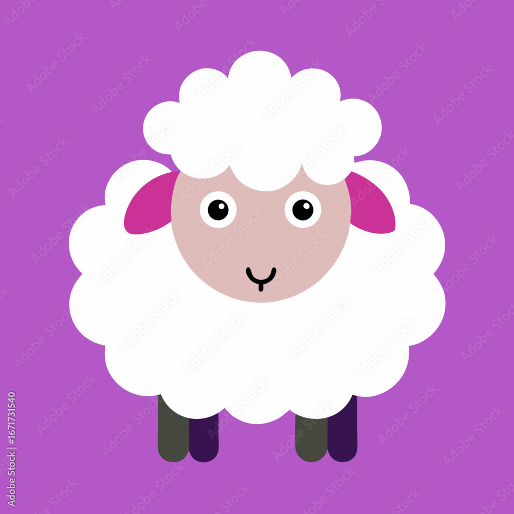 Cute Icon of Sheep with Fluffy Wool Cute Icon of Sheep with Fluffy Wool