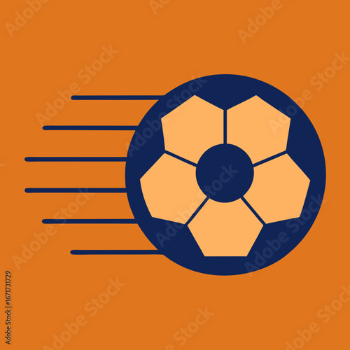 Flat Icon Of Soccer Ball With Motion Lines