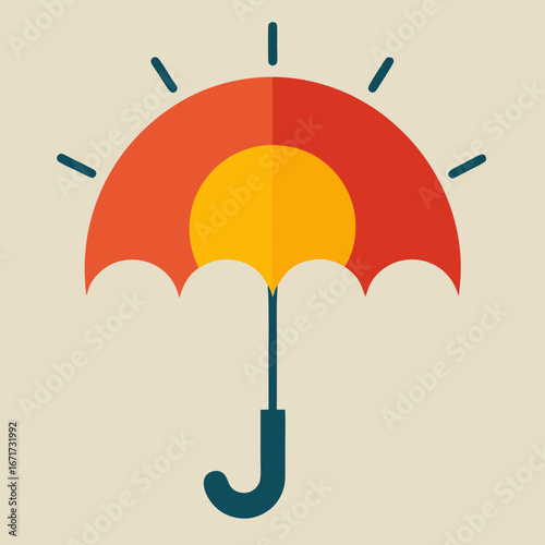 Minimal Icon Of Umbrella With Sun