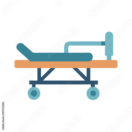 Hospital gurney with black background in flat style design