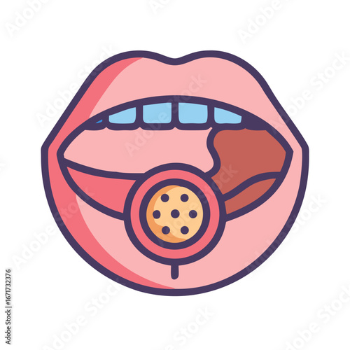 Illustration of Open Mouth with Medical Device for Snoring
