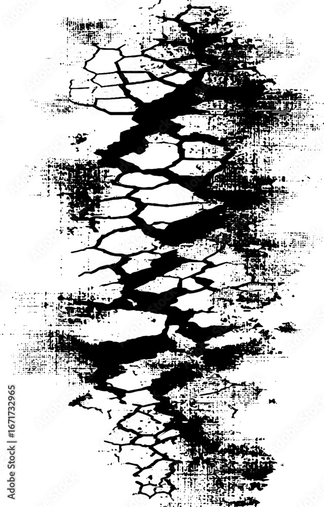 Naklejka premium Cracked grunge black and white pattern for urban design and texture projects