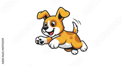 Cartoon Dog Joyfully Leaping with Exuberance