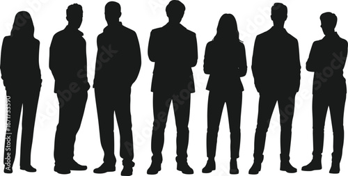 Group of business people silhouettes standing together, professional team, corporate teamwork, diverse business group, leadership concept, collaboration, unity, success