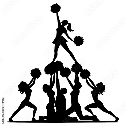 A Cheerleading Team Forming a Human Pyramid, Celebrating Their Team Spirit and Success.