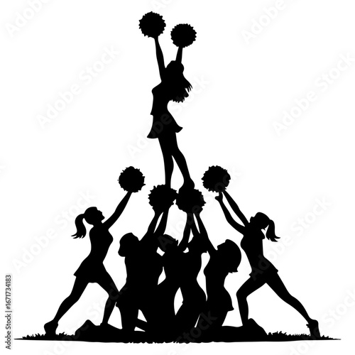 A Group of Cheerleaders Forming a Pyramid, Celebrating Teamwork and Success.