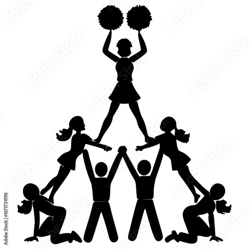 A Group of Cheerleaders Performing a Pyramid, Symbolizing Teamwork and Spirit.