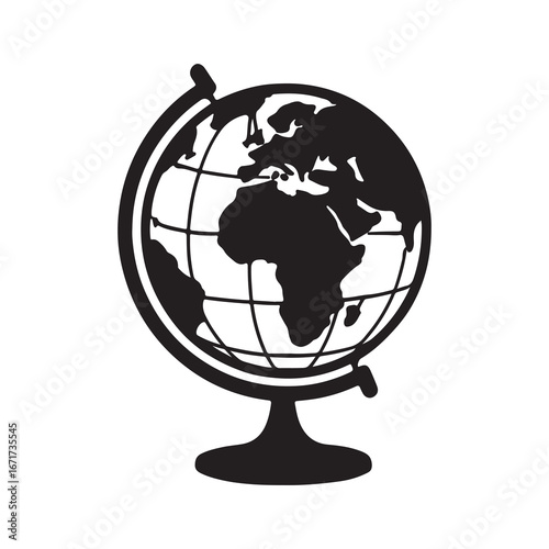 Globe Silhouette World Map Earth Geography Educational Global Vector Illustration