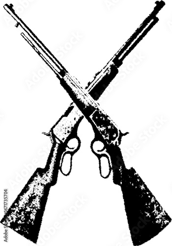 Grunge black and white crossed rifles illustration - vintage urban design for posters and prints
