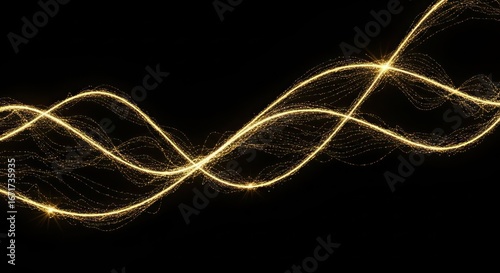 Wallpaper Mural Golden luminous waves abstract background in darkness providing a sophisticated vibe Torontodigital.ca