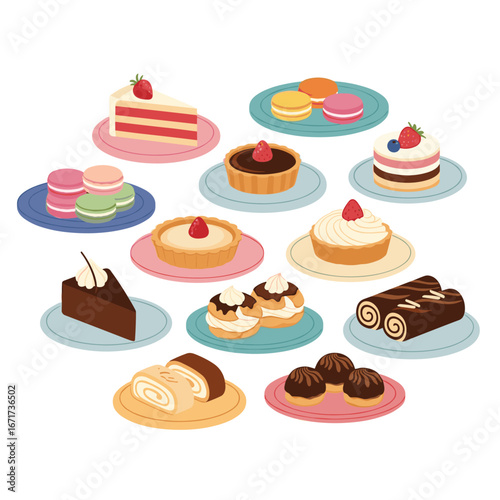 An assortment of deliciously decorated pastries and sweet treats