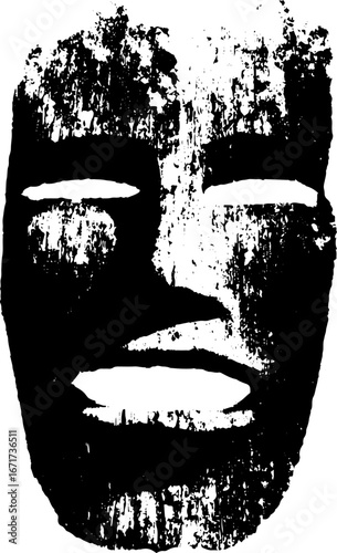 Grunge black and white cyber tribal mask design for posters and prints