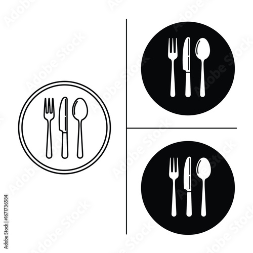 Elegant cutlery set flat icon design for restaurant menu or cafe dining experience