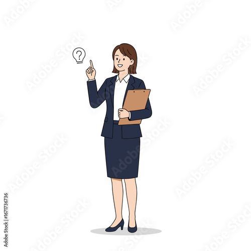 Businesswoman having a brilliant idea and holding a notepad and pen ready to jot down notes