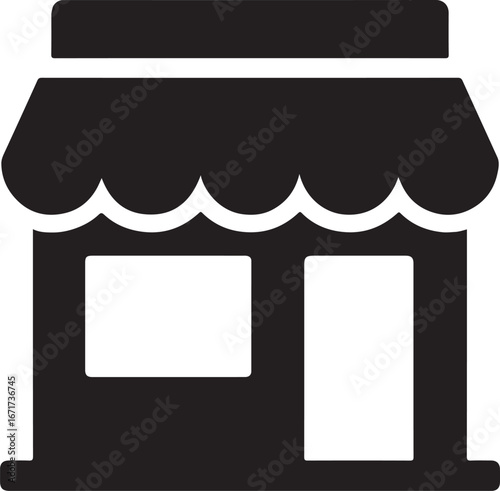Storefront Shop Icon Silhouette Market Building Vector