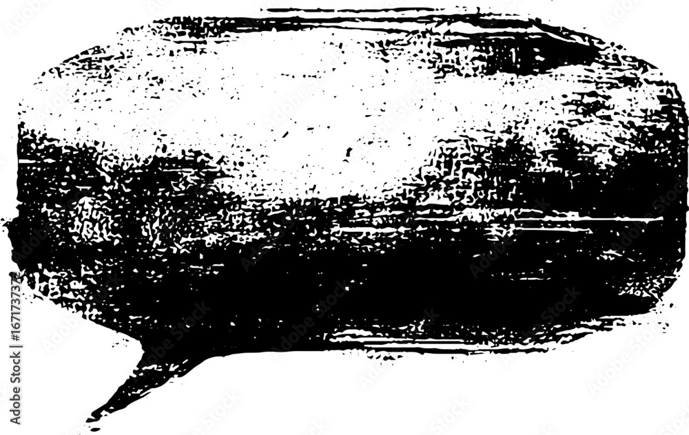 Naklejka premium Grunge black and white distorted speech bubble for artistic graphic design