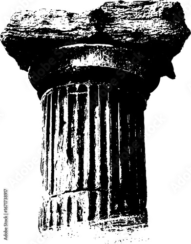 Ancient eroded column grunge black and white design
