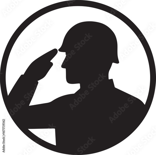 Soldier Saluting Silhouette Military Icon