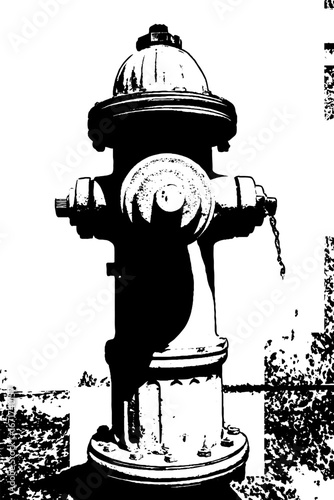 Grunge black and white fire hydrant design for urban art and posters