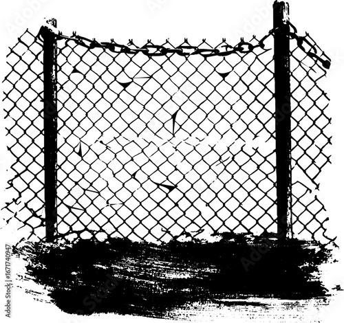 Grunge black and white chain link fence design for urban art posters
