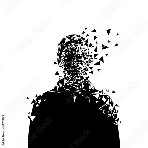 vector illustration of a broken glass man
