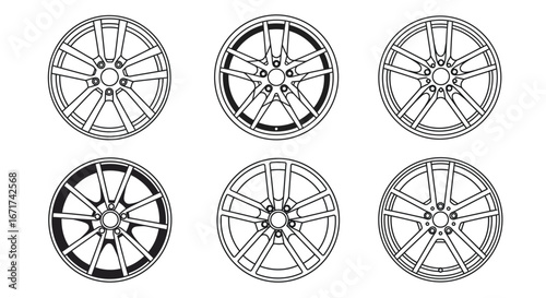 Collection of Different Car Wheels and Rims