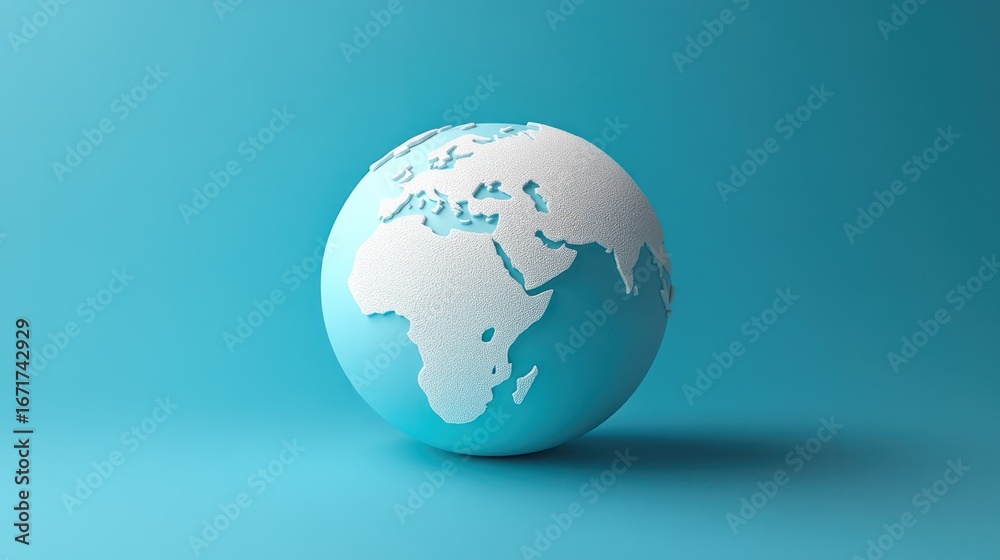 Obraz premium 3D Model of Earth on a Light Blue Background