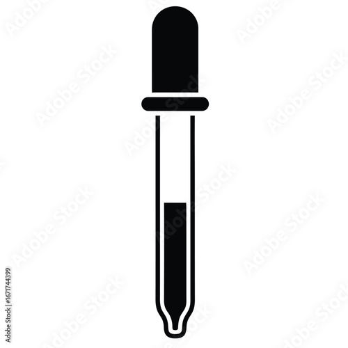 Silhouette icon of a pipette dropper isolated on white background