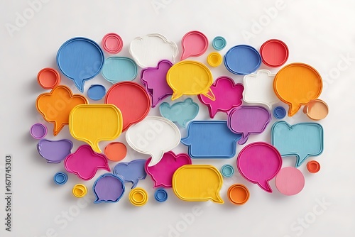 Vibrant collection of colorful speech bubbles conveying communication, ideas, and engagement, perfect for modern business and creative projects.