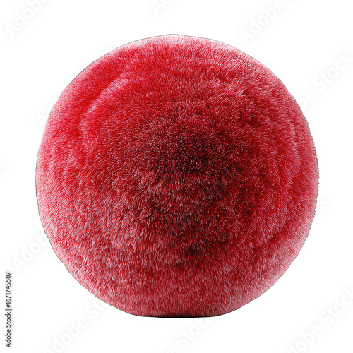 A vibrant, deep red, fuzzy sphere