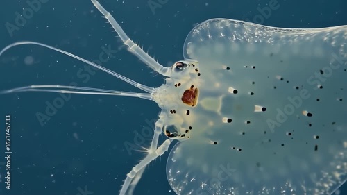 Translucent marine creature in deep ocean