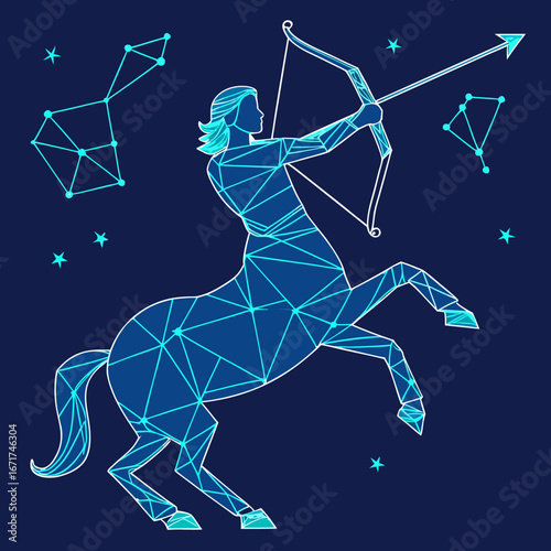 Sagittarius Constellation Logo An Illustrative Graphic of the Archer with Starry Details
