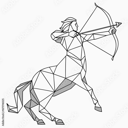 Geometric Centaur Archer Logo Design Low Poly Illustration
