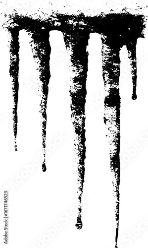 Grunge black and white icicle design for winter themes