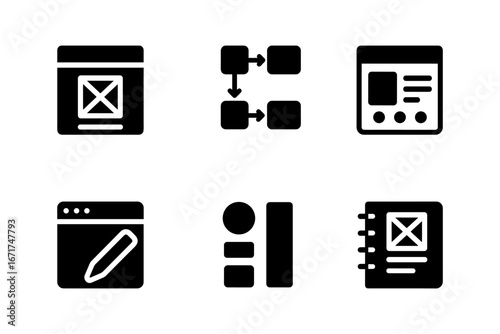 Set of web design icons for user interface and wireframing concepts