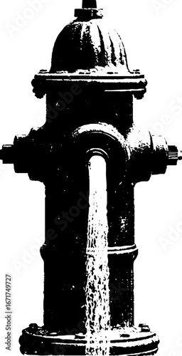 Vintage black and white fire hydrant concept for urban design and grunge art projects