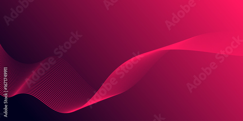 Abstract glowing wave lines on gradient pink background. Dynamic wave pattern. Modern flowing wavy lines. Futuristic technology concept. Suit for banner, poster, cover, brochure, flyer, website