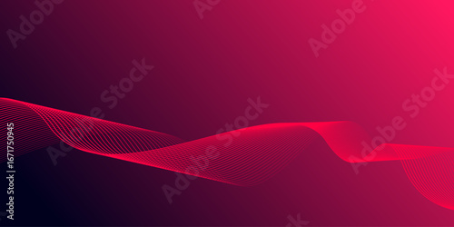Abstract glowing wave lines on gradient pink background. Dynamic wave pattern. Modern flowing wavy lines. Futuristic technology concept. Suit for banner, poster, cover, brochure, flyer, website