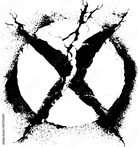 Grunge black and white pentagram design for mystical artwork and tattoo inspiration