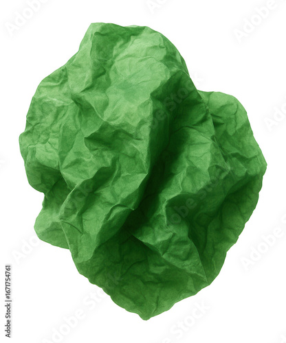 Wrinkled piece of green tissue paper