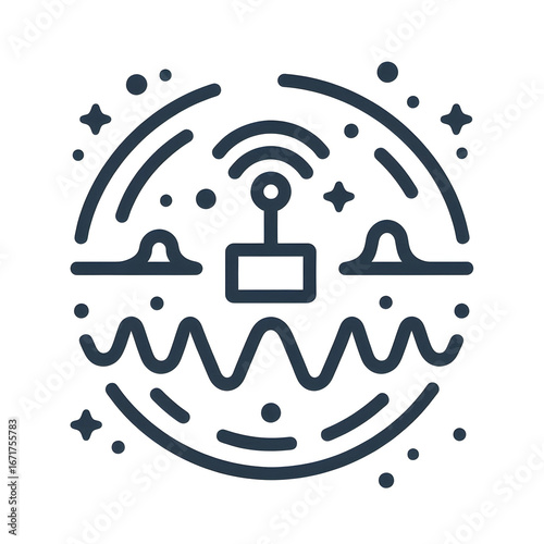 Advanced sensors icon. sensor with data waves. icon related to technology. line icon style. simple vector design editable.