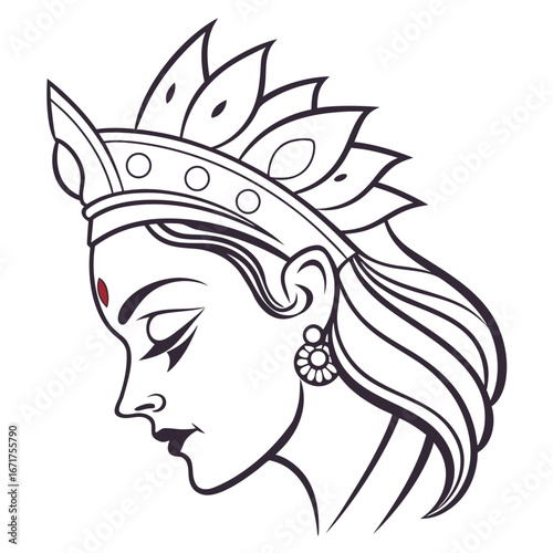 Wallpaper Mural Elegant Depiction of a Goddess in Profile A Symbolic Representation of Divinity and Grace in Minimalist Style Torontodigital.ca