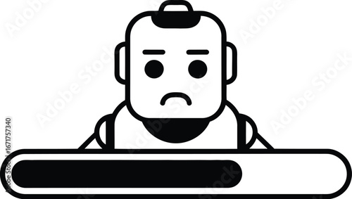 Robot loading bar illustration slow progress technology concept